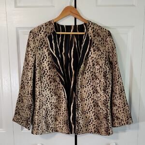 Handmade Womens Leopard Print Blazer Size Med Lightweight Animal Print Chic
